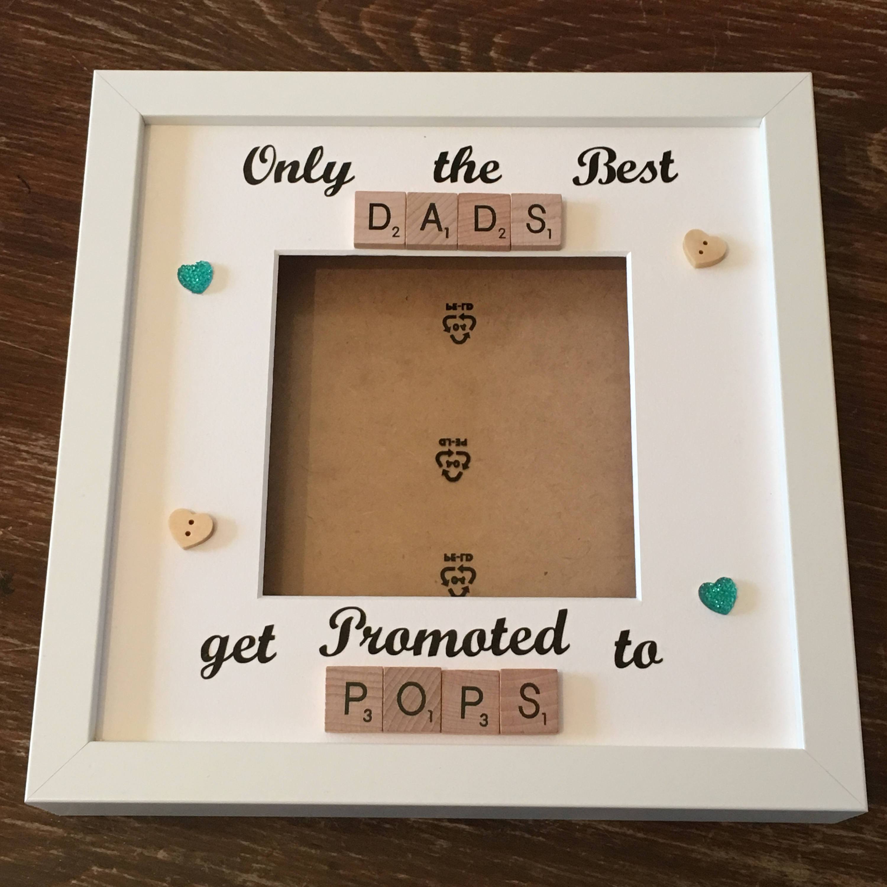 Dad to Grandad Scrabble Art Photo Frame | Grandparent Gift