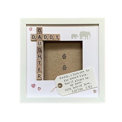 Daddy Daughter Letter Tile Photo Frame with personalised message.