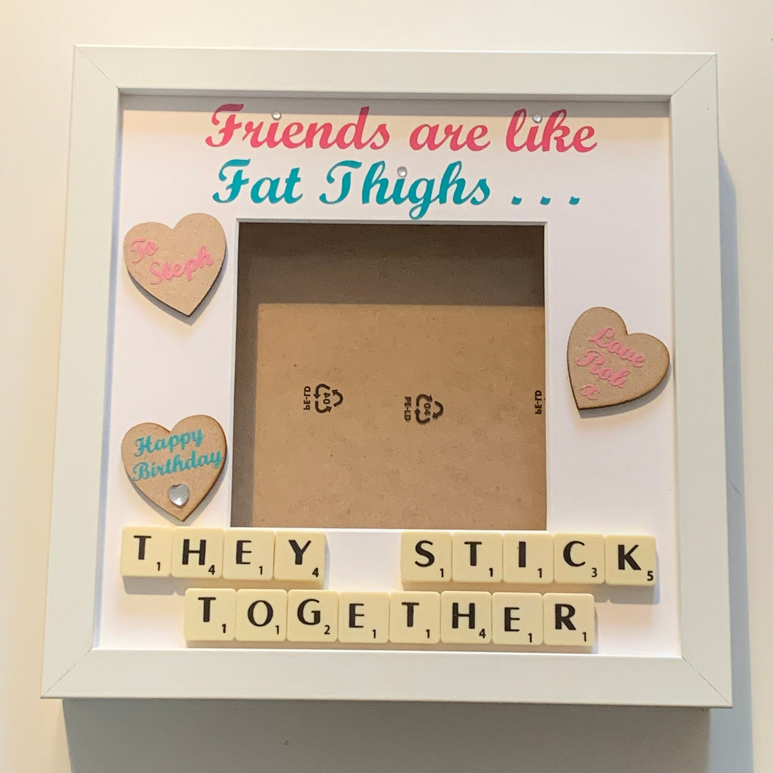 Friends are like Fat thighs. Personalised Friends Scrabble Photo Frame, Funny Friendship Gift