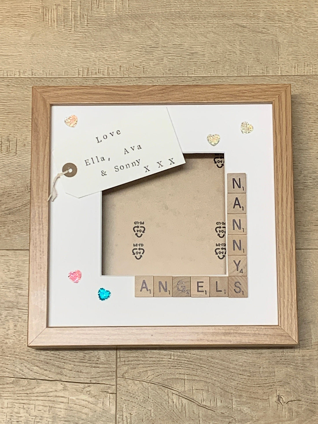 Nanny's Angels, Monsters or Stars Letter Tile Photo Frame - With personalised message inside.