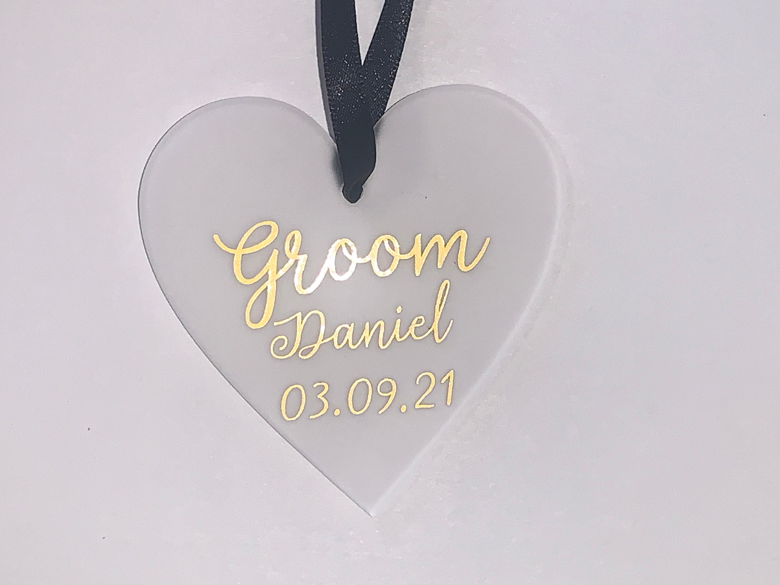 Satin Bride and Groom Padded Hangers - Personalised hearts - Choice of Colours