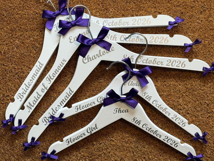 Wedding Party Personalised Hangers - Bridal Party Customised Hangers - set of 5