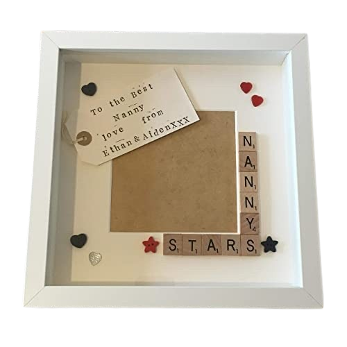 Nanny's Stars, Grandma's stars Scrabble Art Frame, Photo Gift. Grandparent present.