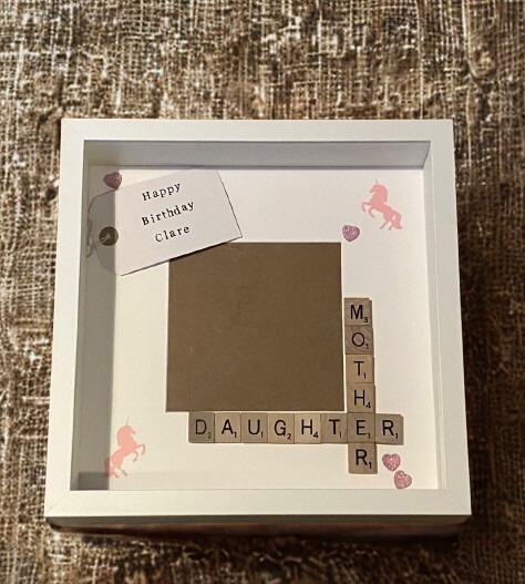 Mother Daughter Scrabble Art Frame, with personalised message. Photo Gift
