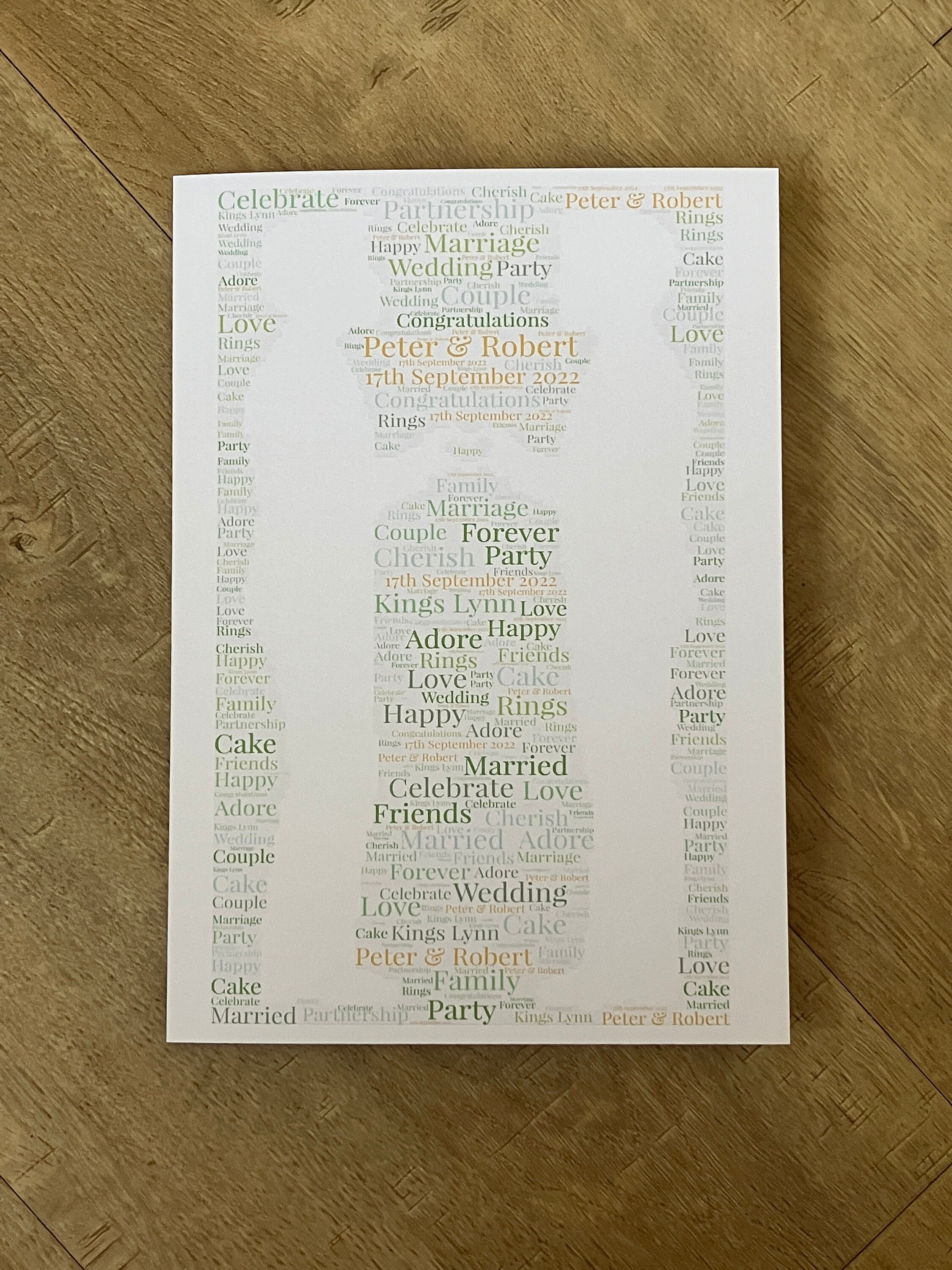Word Art Card A5 Typography | Personalised with your choice of shape, words and colours.