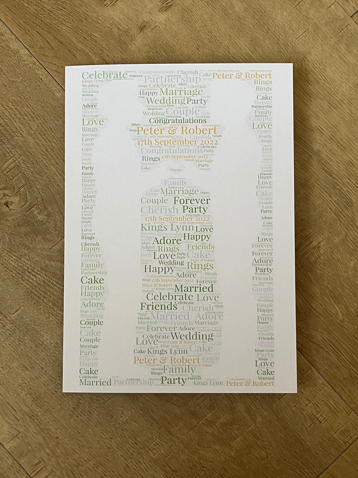 Word Art Card A5 Typography | Personalised with your choice of shape, words and colours.