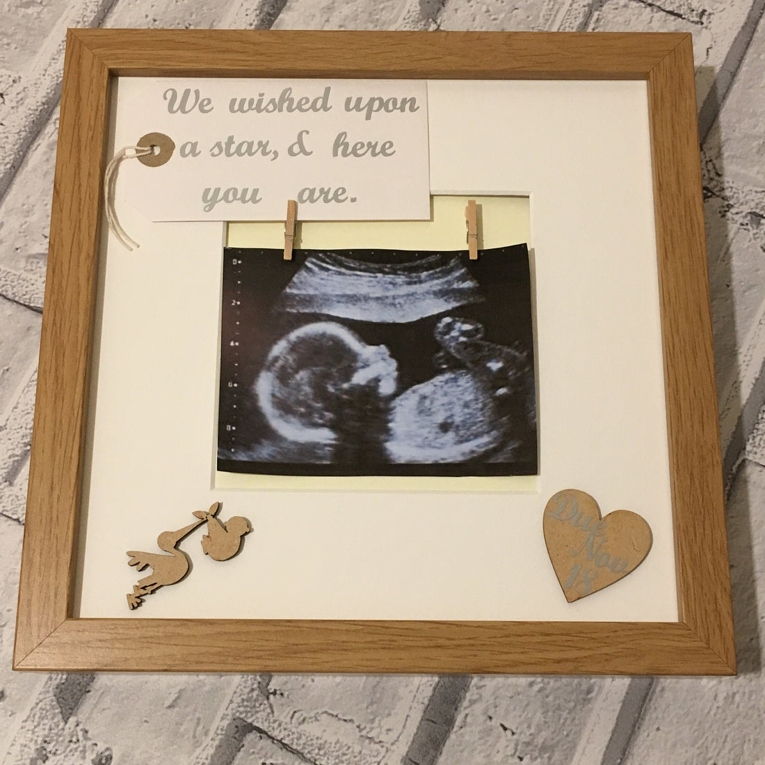 We Made a Wish Baby Scan Photo Frame - Personalised with Due Date