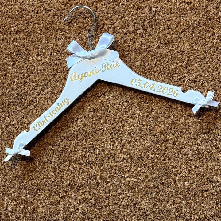 Christening Hanger, Personalised Outfit Hanger, Baby Keepsake, Photo Prop