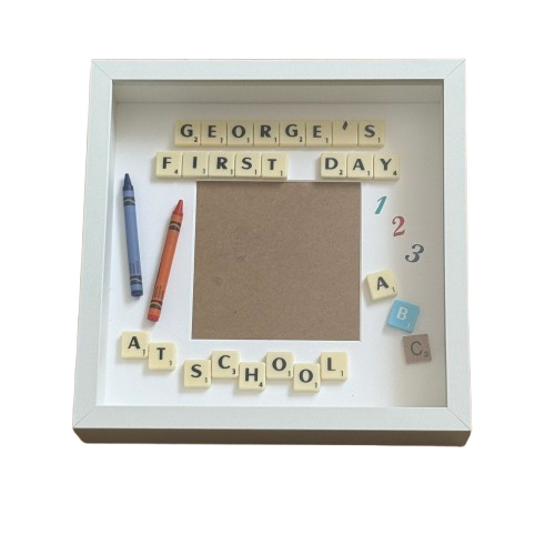 First Day at School Personalised Letter Tile Photo Box Frame | Custom School Keepsake Gift