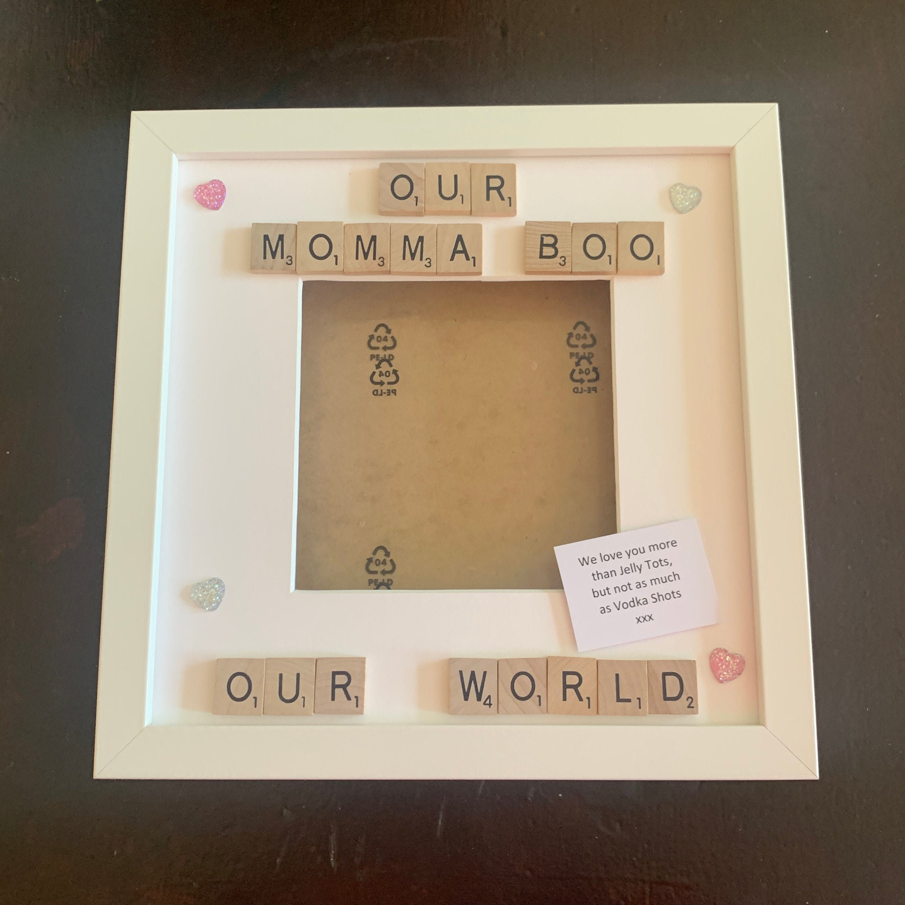 Our World, Nana, Grandma, Personalised Scrabble Art Photo Frame,