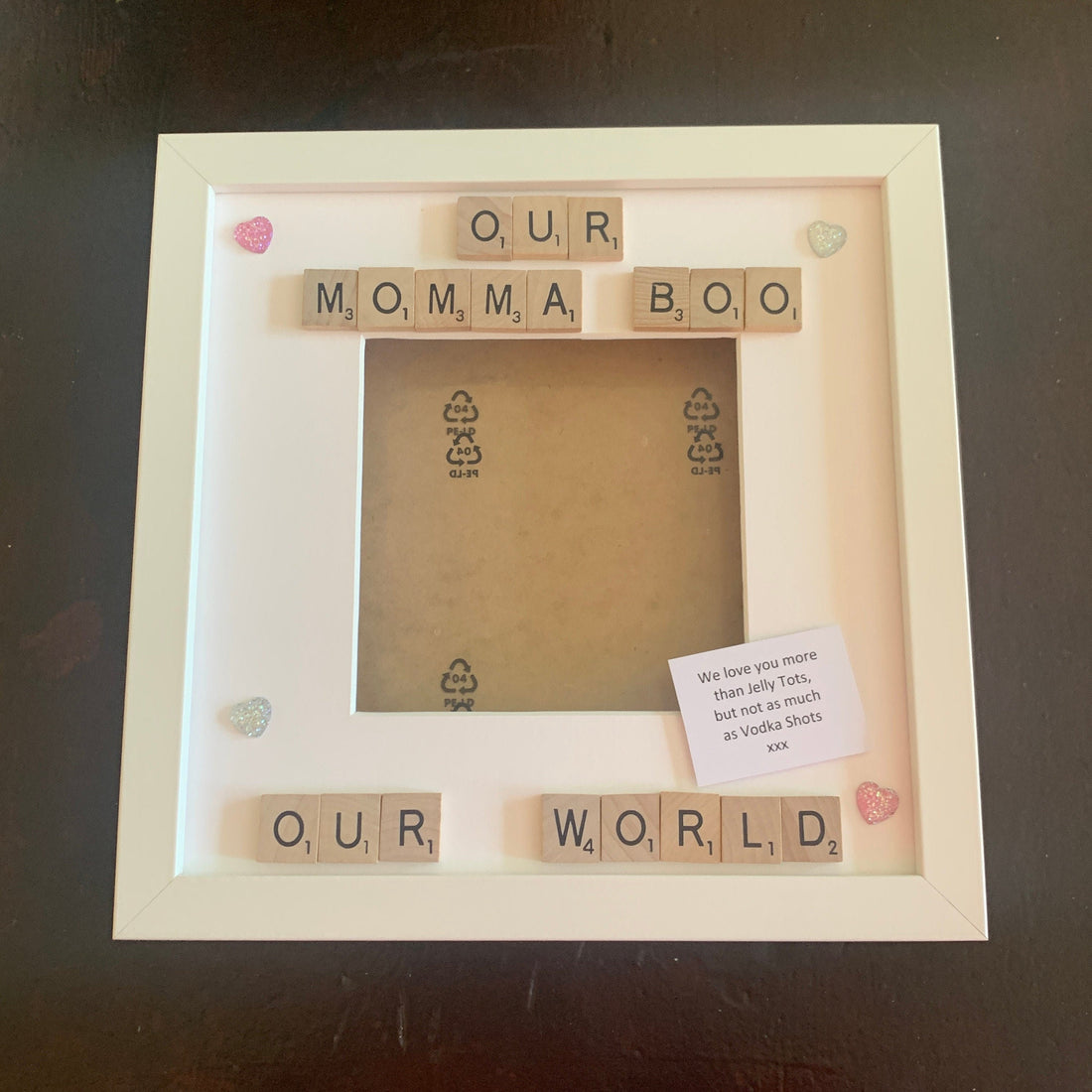 Our World, Nana, Grandma, Personalised Scrabble Art Photo Frame,