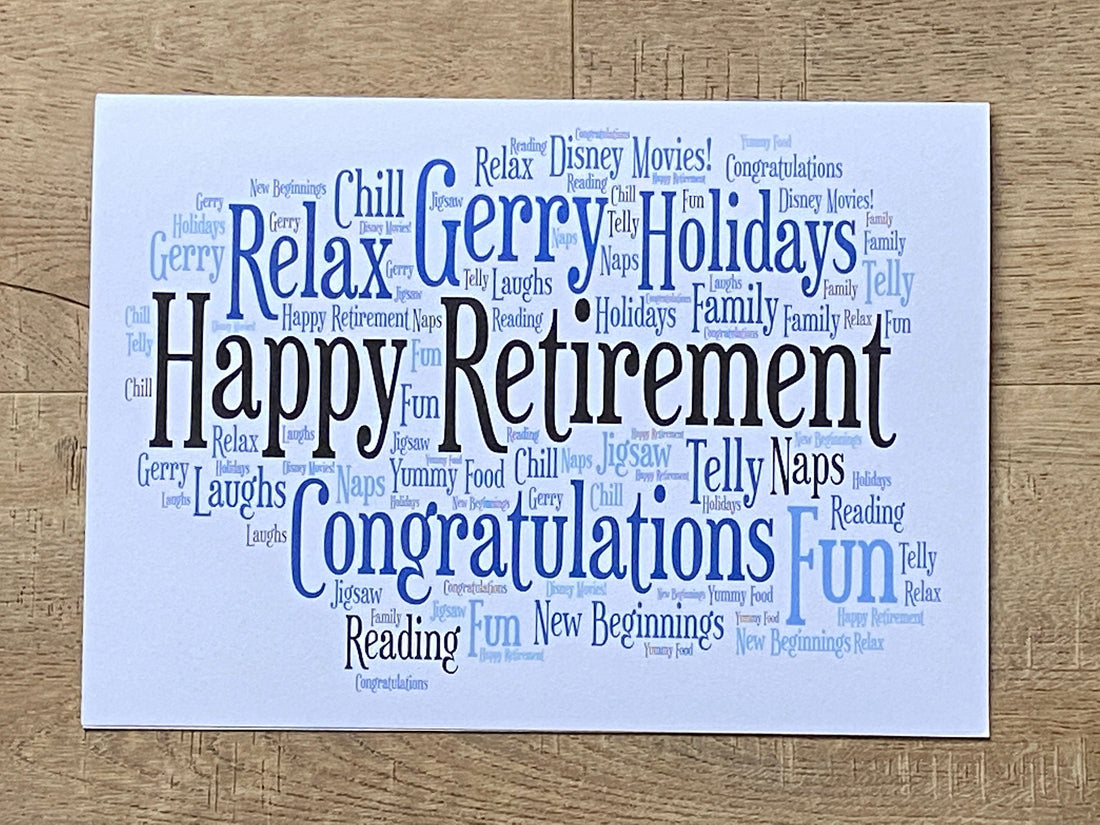 Typography Personalised Word Art Card, Custom Greetings Card