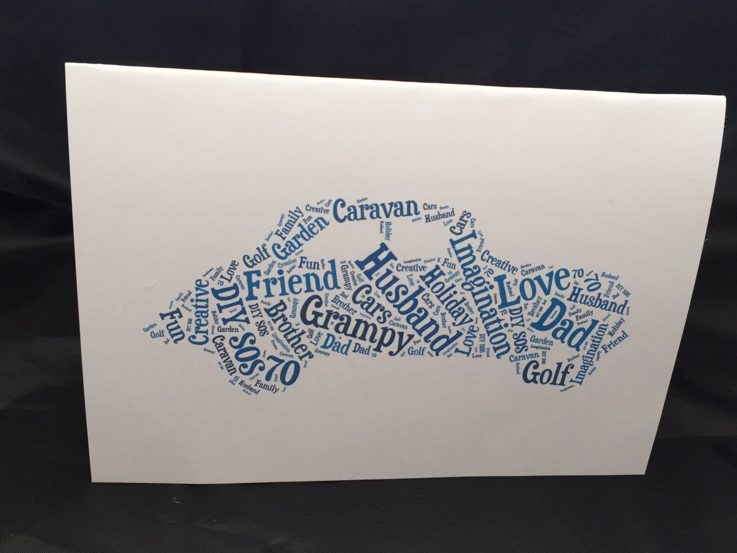Word Art Birthday Card | Typography Word Cloud | Personalised with your choice of shape, words and colour.
