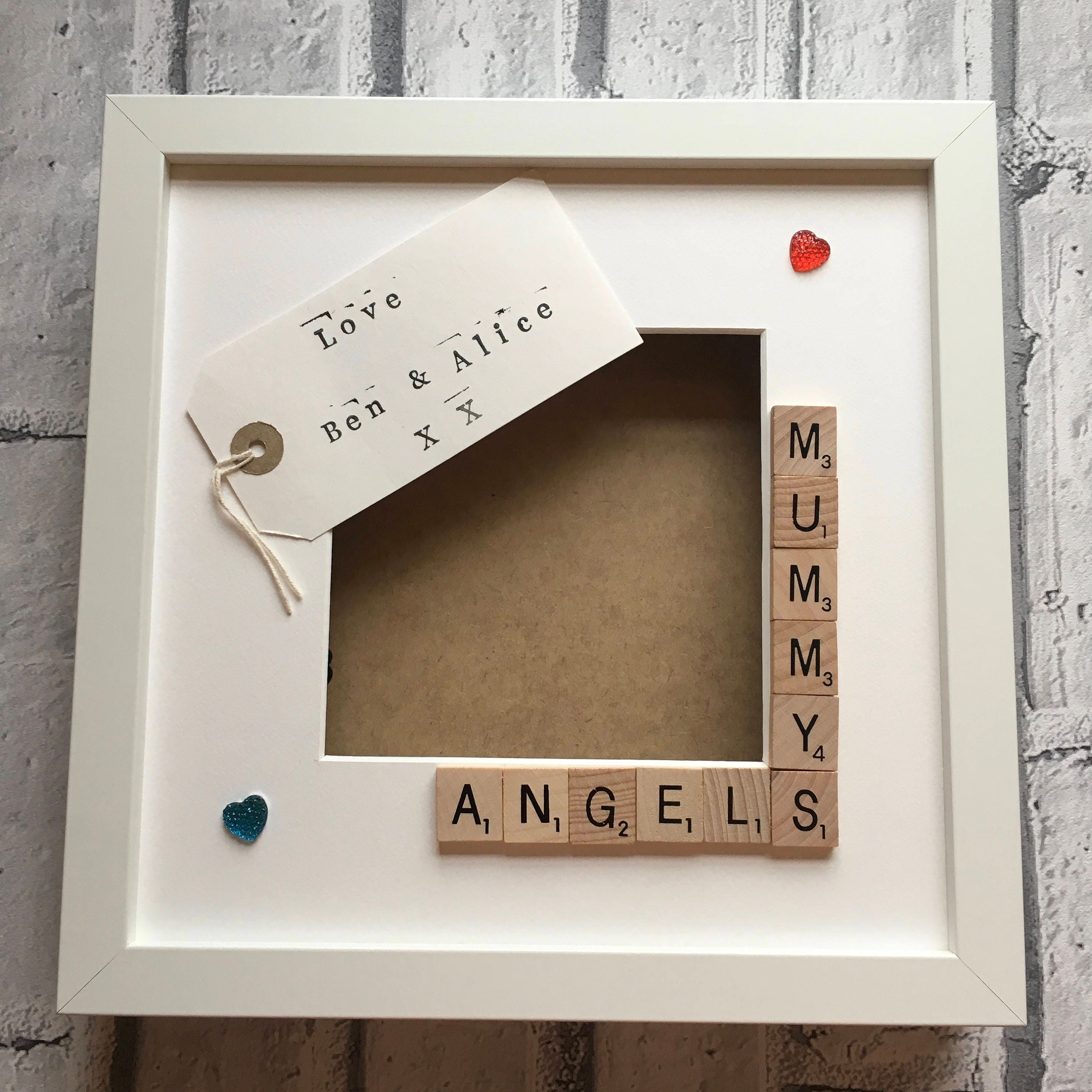 Mummy's Stars Angels Monsters Letter Tile Photo Frame with personalised message.