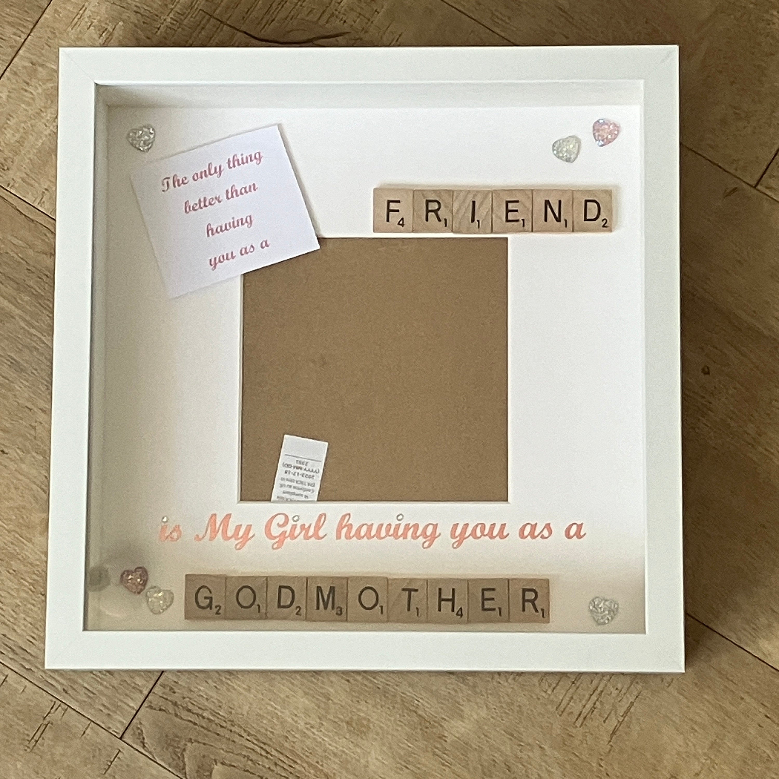 Godmother Scrabble Art Photo Frame | Godparent Gift | Personalised with Name