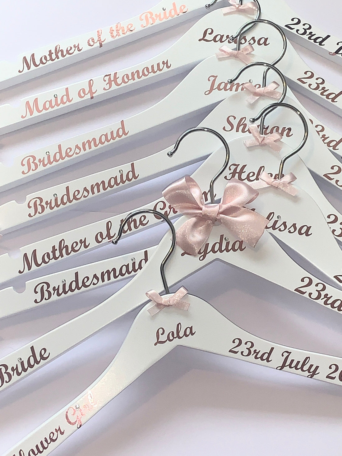 Customised Wedding hangers - Set of 7 - Bridal Party Outfit Organisers - Personalised