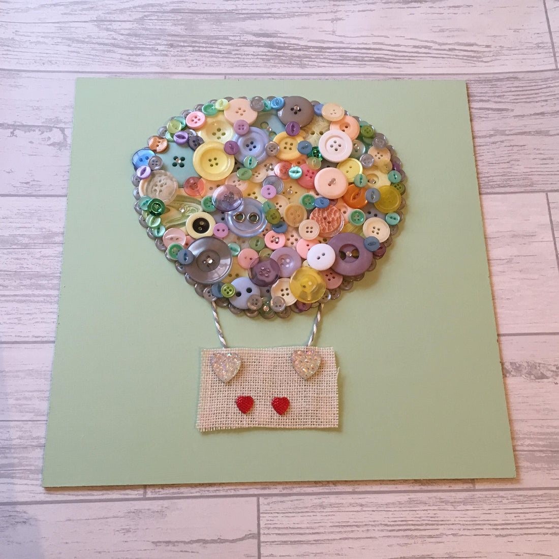 Hot Air Balloon Button Art Frame - Beautiful Nursery Art - Can be personalised.