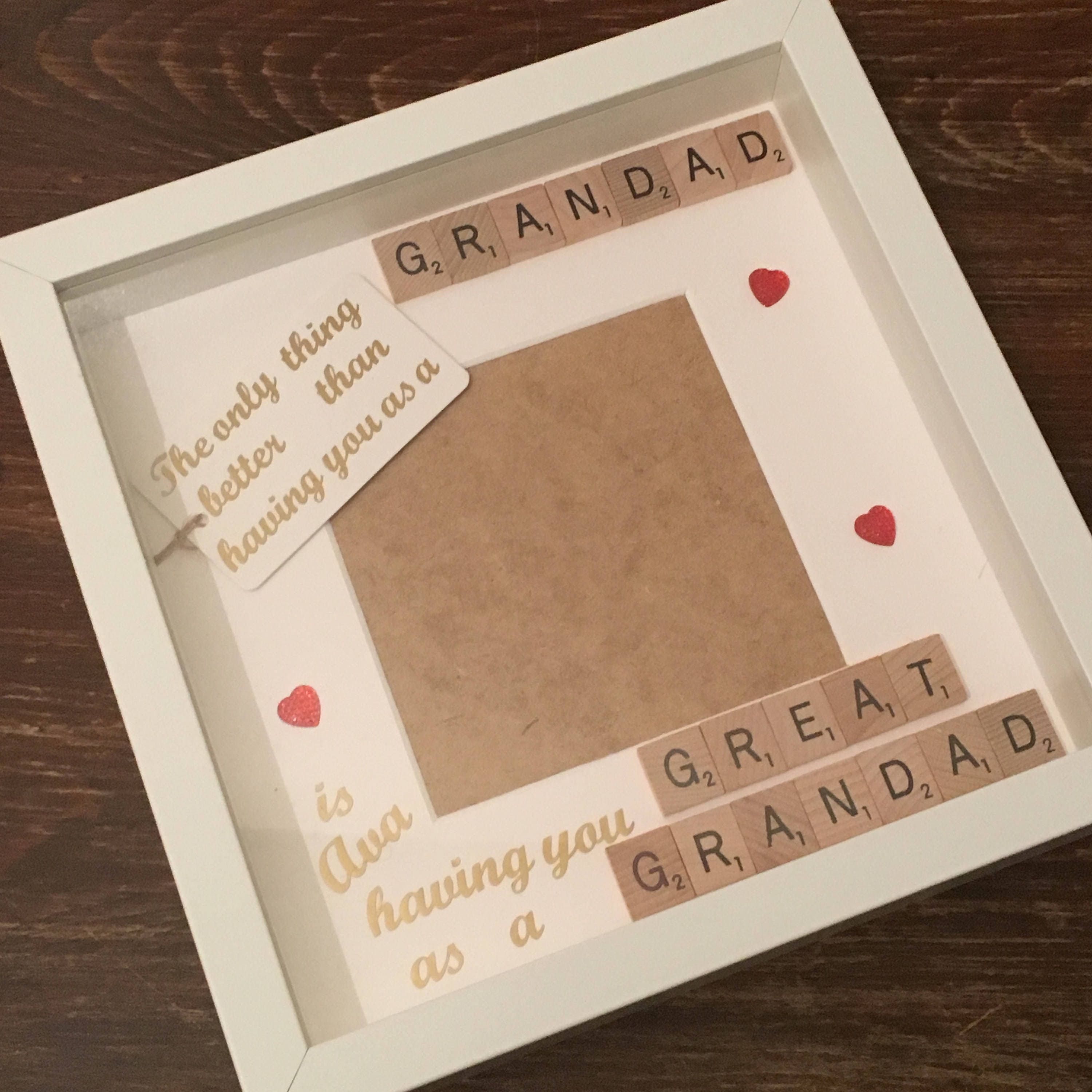 Grandad to Great Grandad Scrabble Art Photo Frame | Personalised gift for him