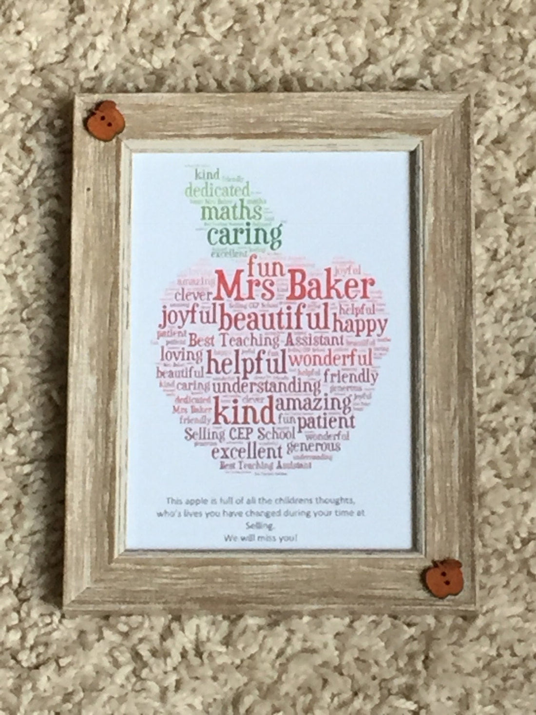 Custom Word Art Print, Personalised Typography Gift, 5x7 Framed