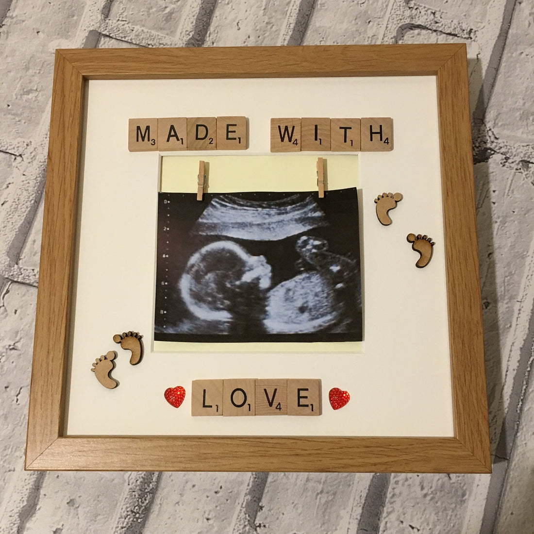 Baby Scan Made With Love Scrabble Art Frame | Baby Shower Gift | Pregnancy Frame