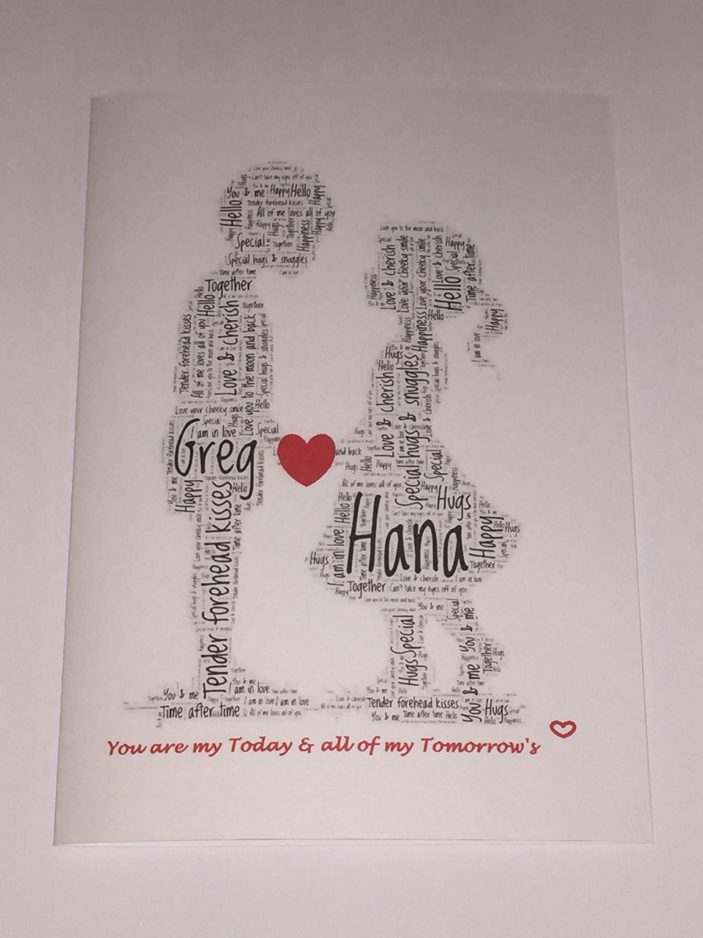 Customised Word Art Card - Your choice of shape, words and colours to create a unique card.