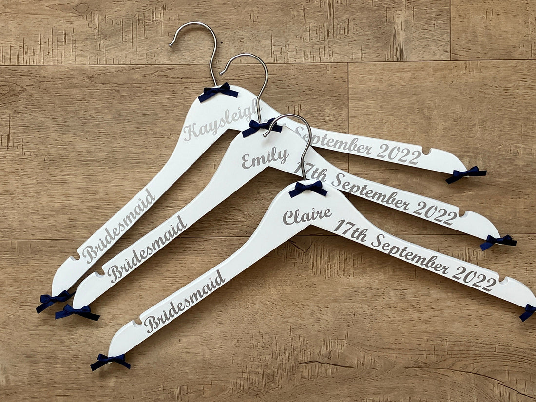 Wedding Hangers set of 4 | Personalised with name, date and role | Perfect Memento