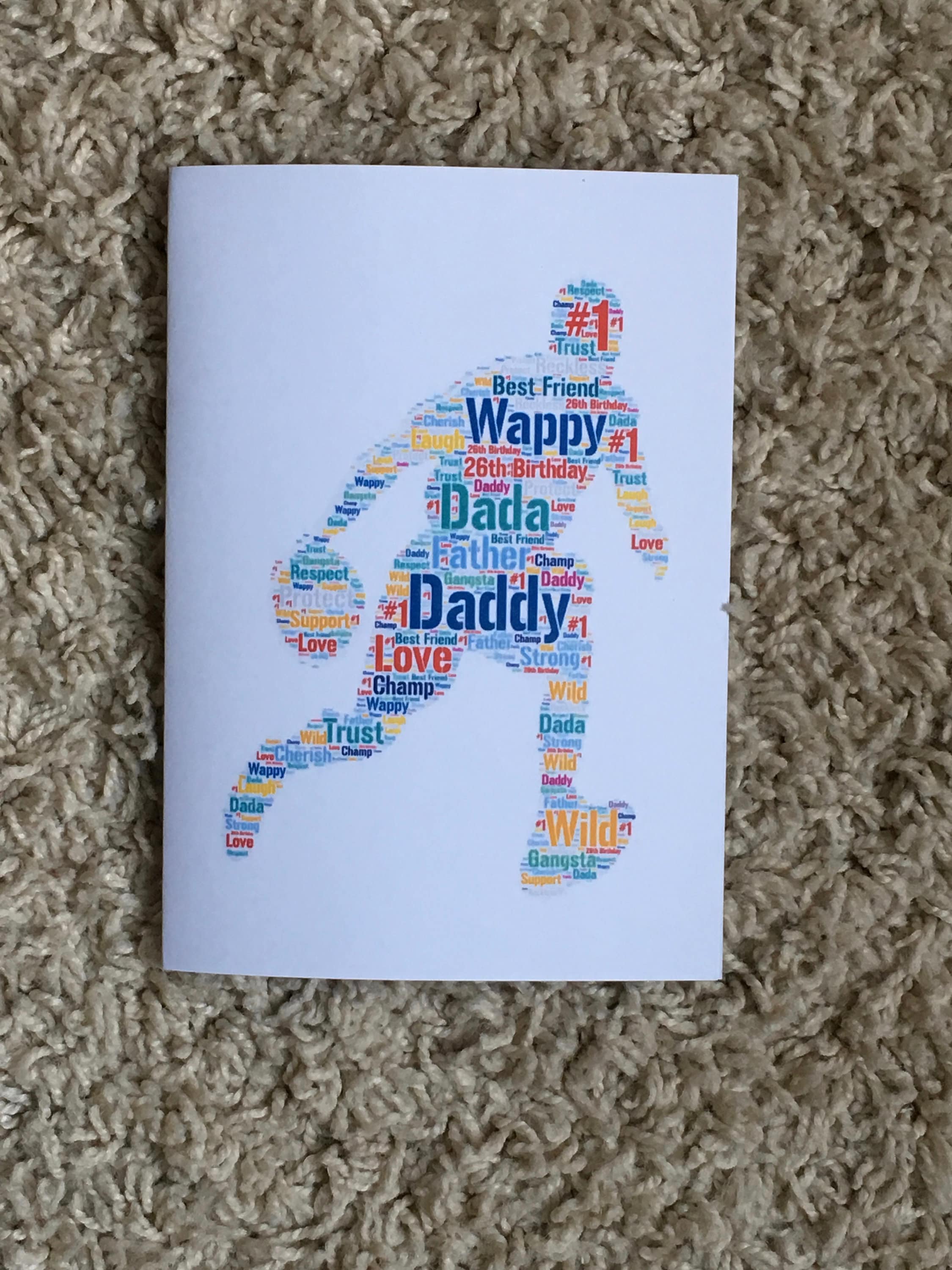 Typography Word Art A5 Card - Personalised with your words, choice of image and colours.