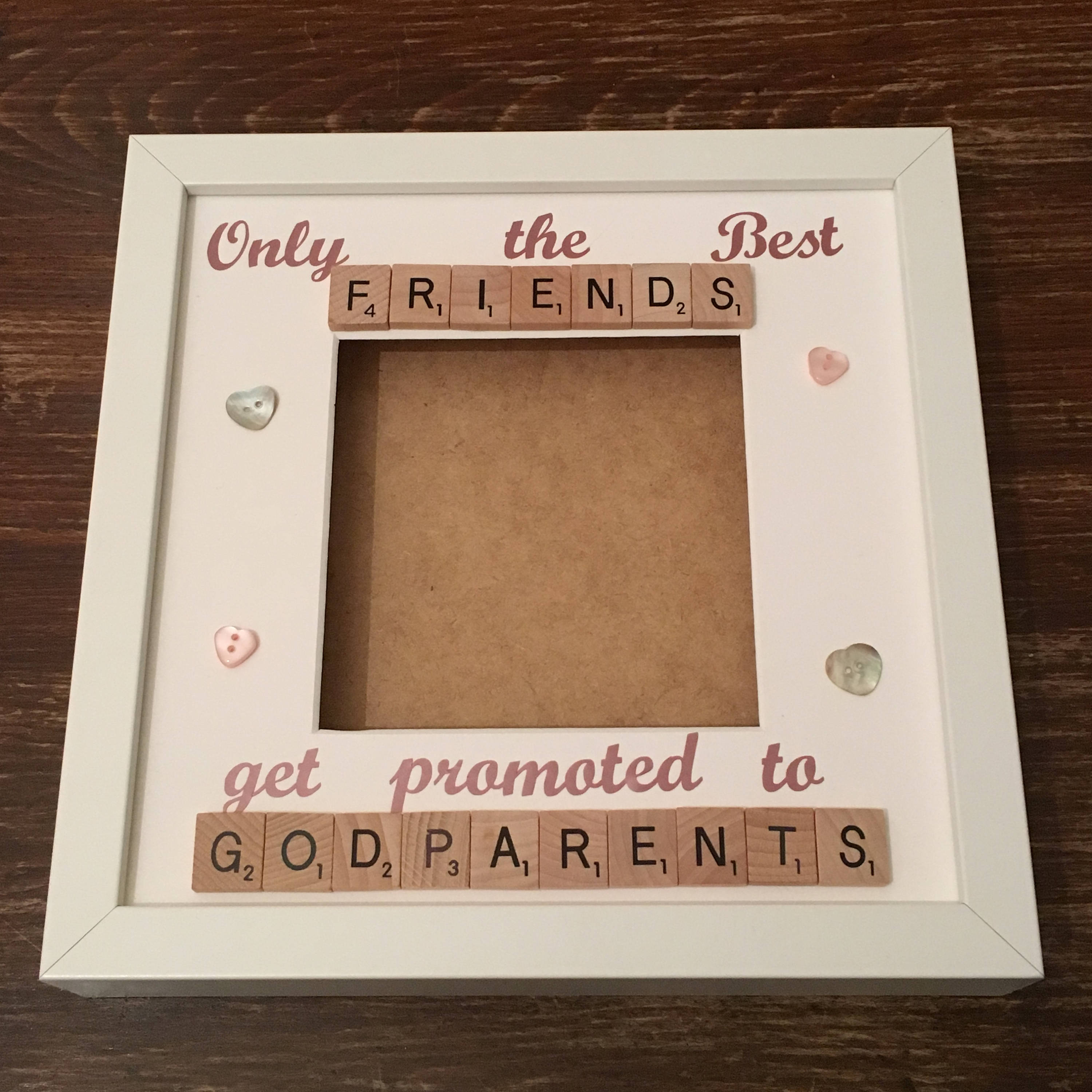 Godmother Scrabble Art Photo Frame, Personalised Godparent Gift