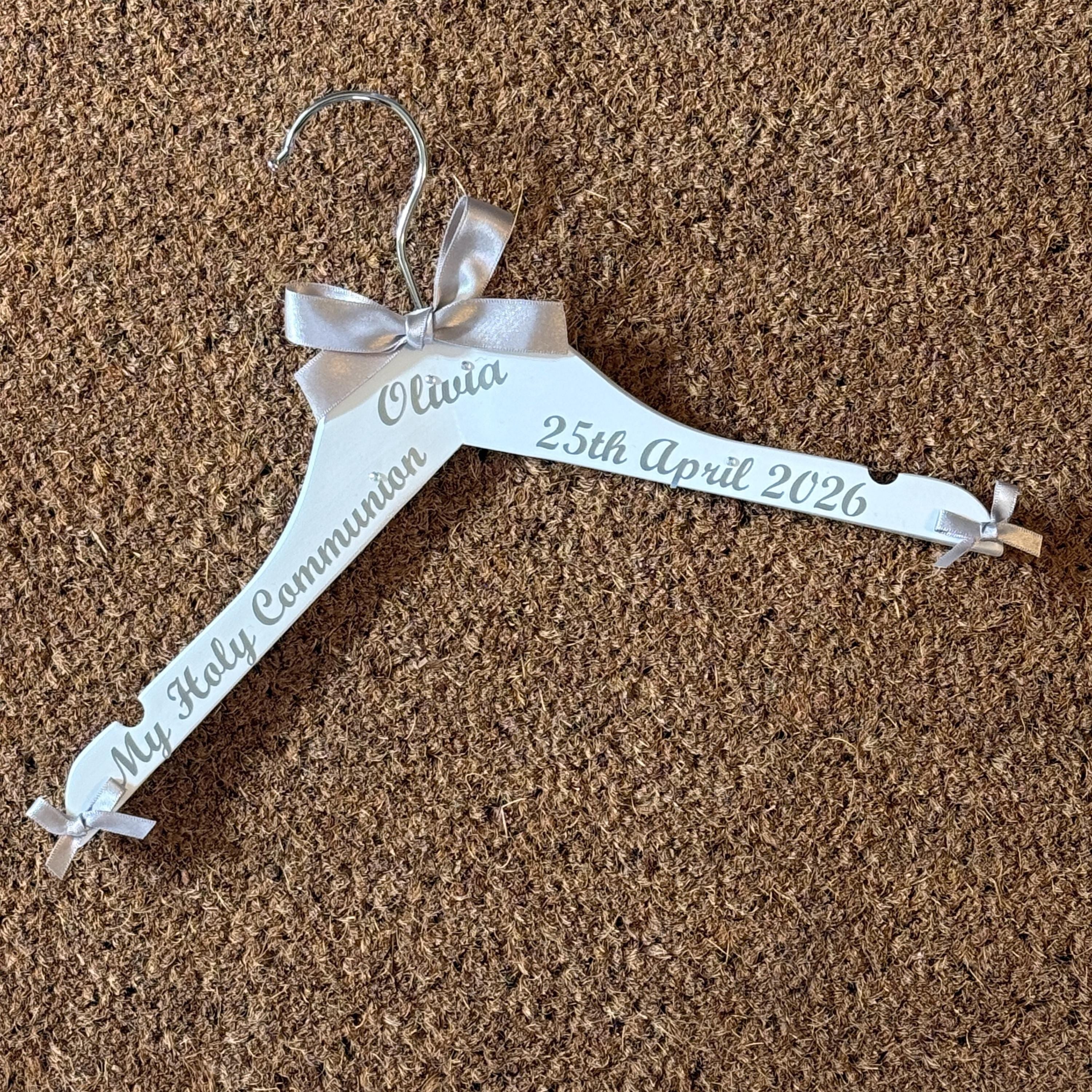 First Holy Communion Hanger, personalised | Custom Outfit Hanger | Childs Name & Date | Keepsake Gift