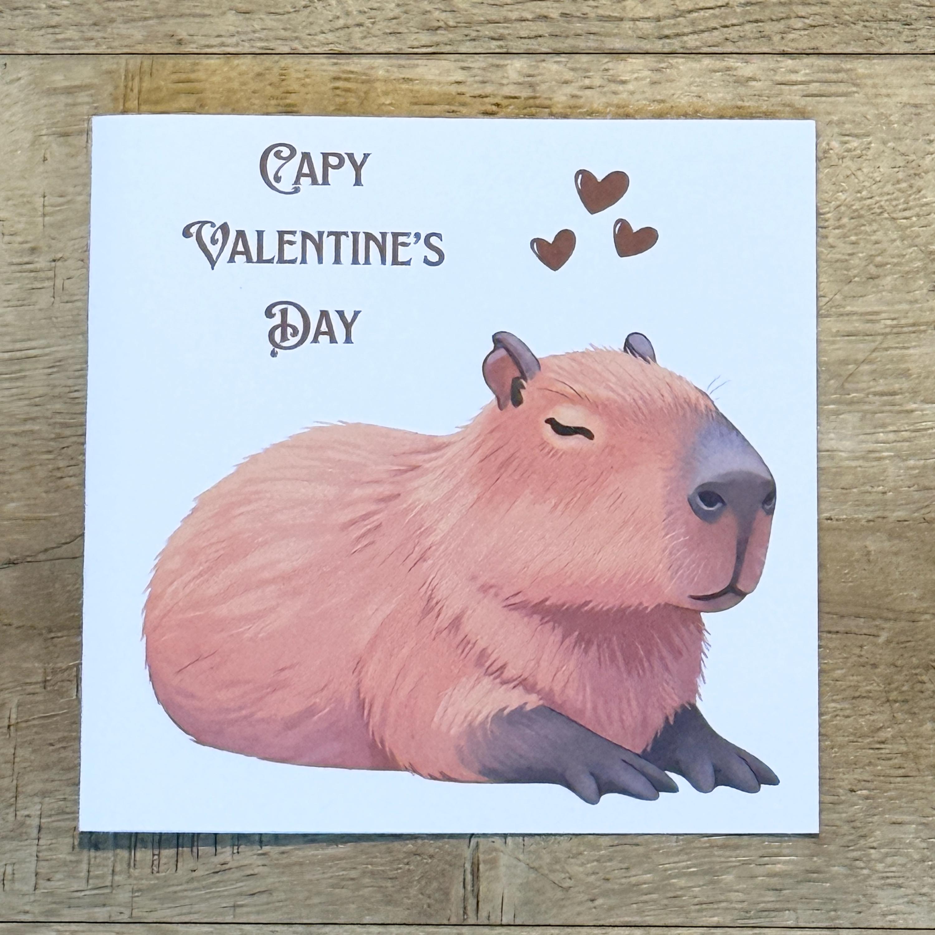 Capybara Valentine's Day Card - 6x6