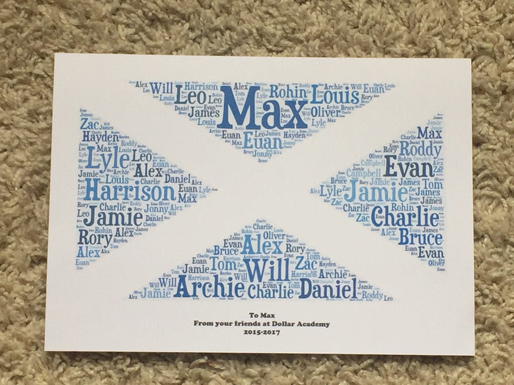Customised Word Art Card - Your choice of shape, words and colours to create a unique card.