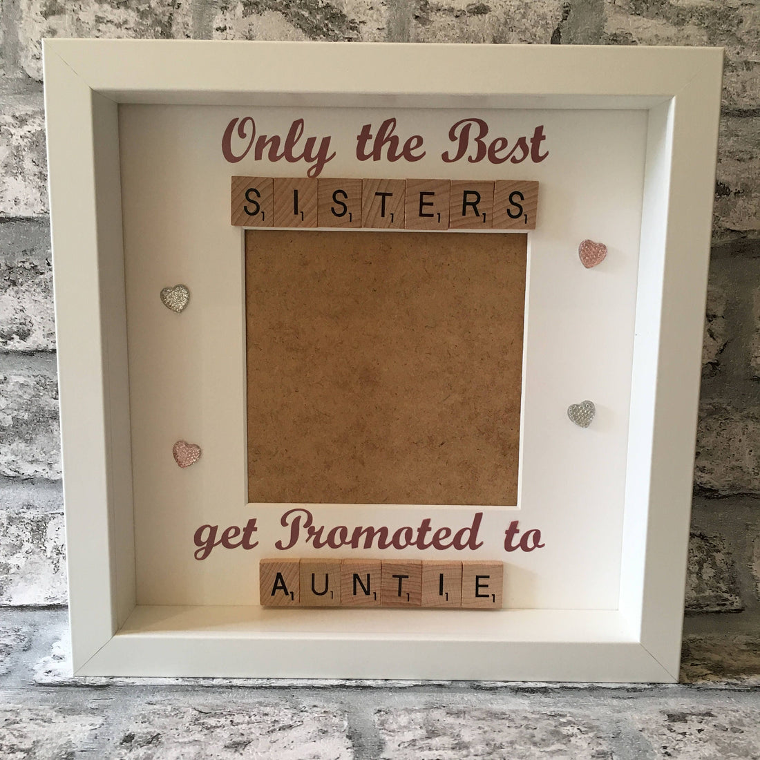 Sister to Auntie Scrabble Art Photo Frame | Personalised Aunt Gift
