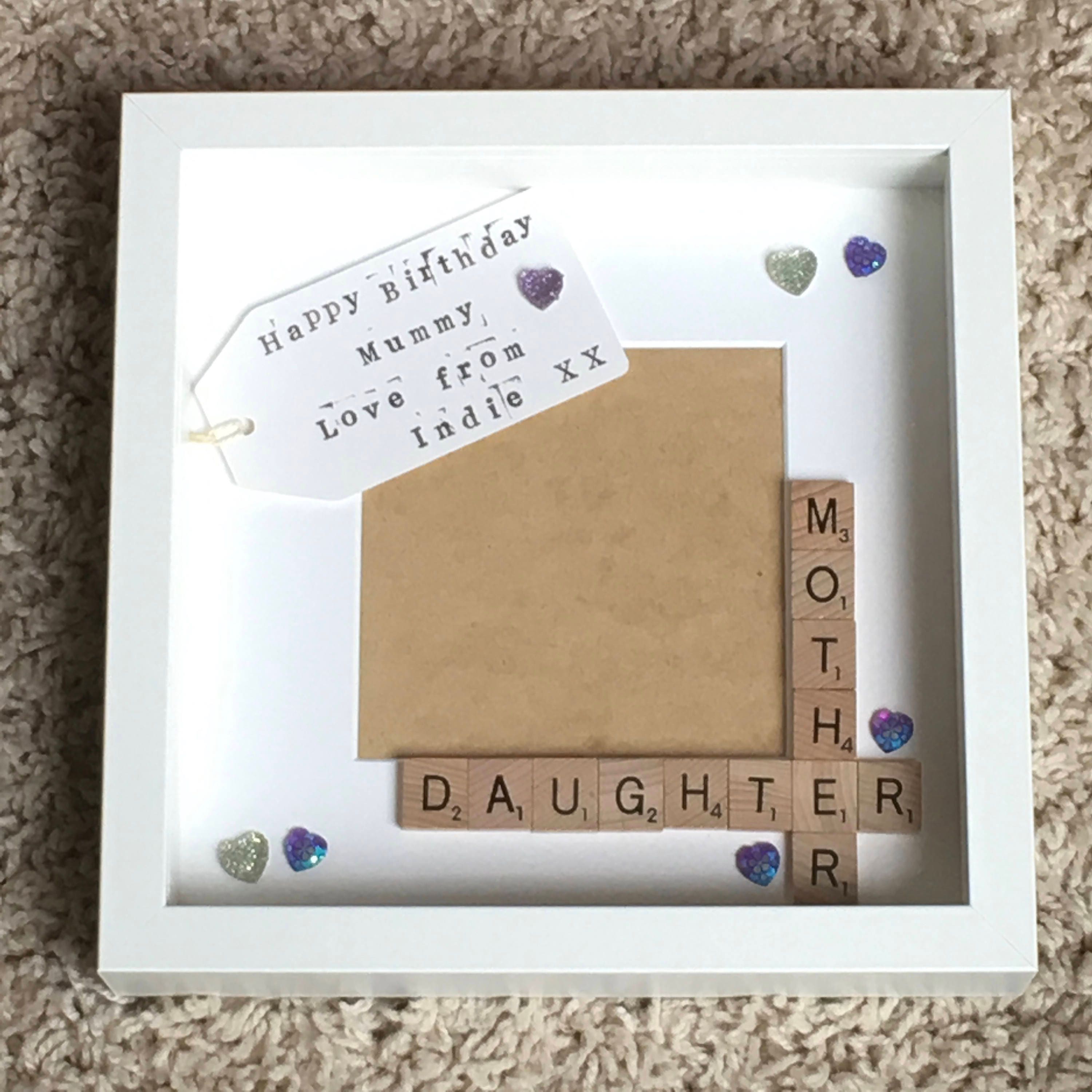 Mother Daughter Scrabble Art Frame, with personalised message. Photo Gift