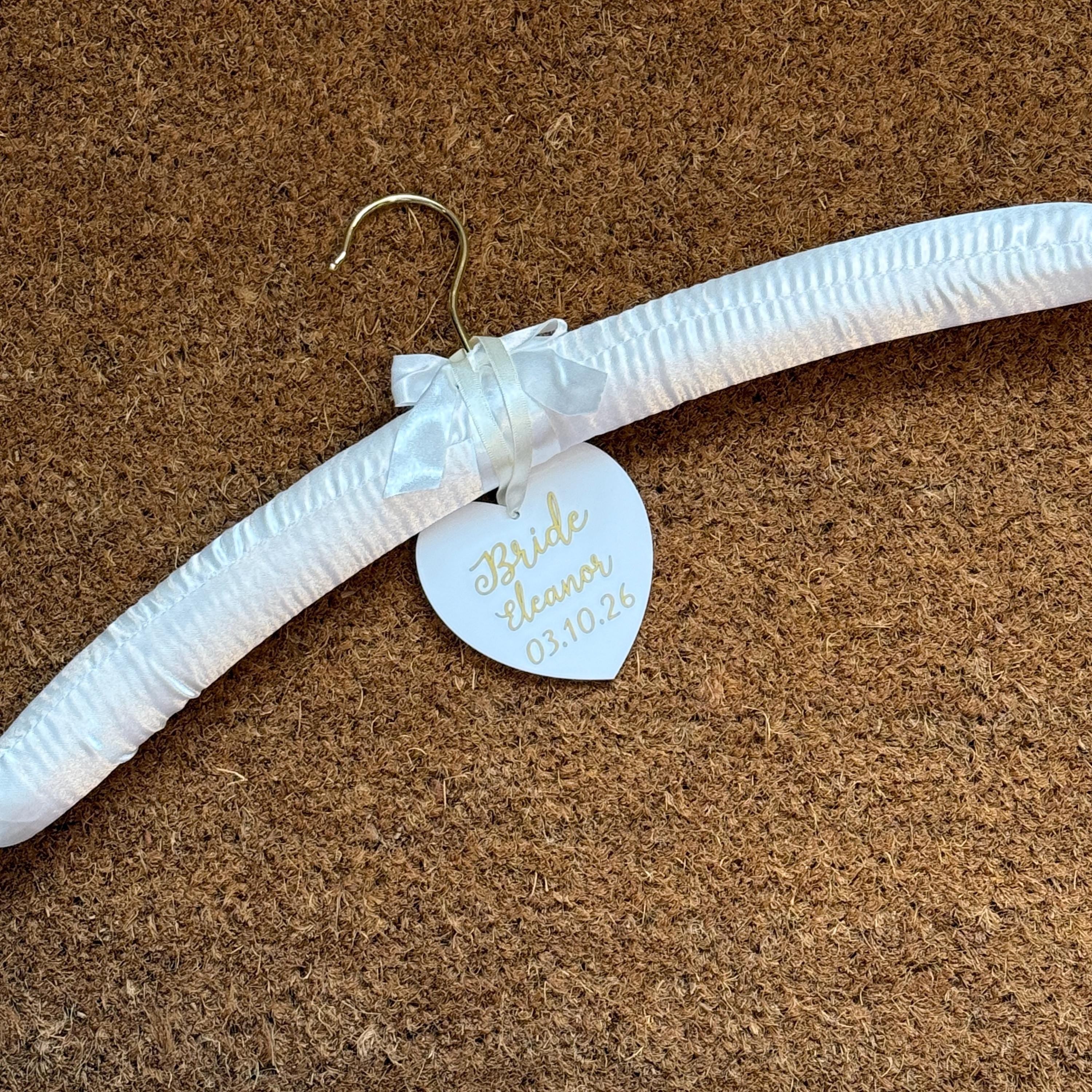 Bridal Satin Wedding Dress Hanger | Personalised Heart | Wedding Keepsake Gift