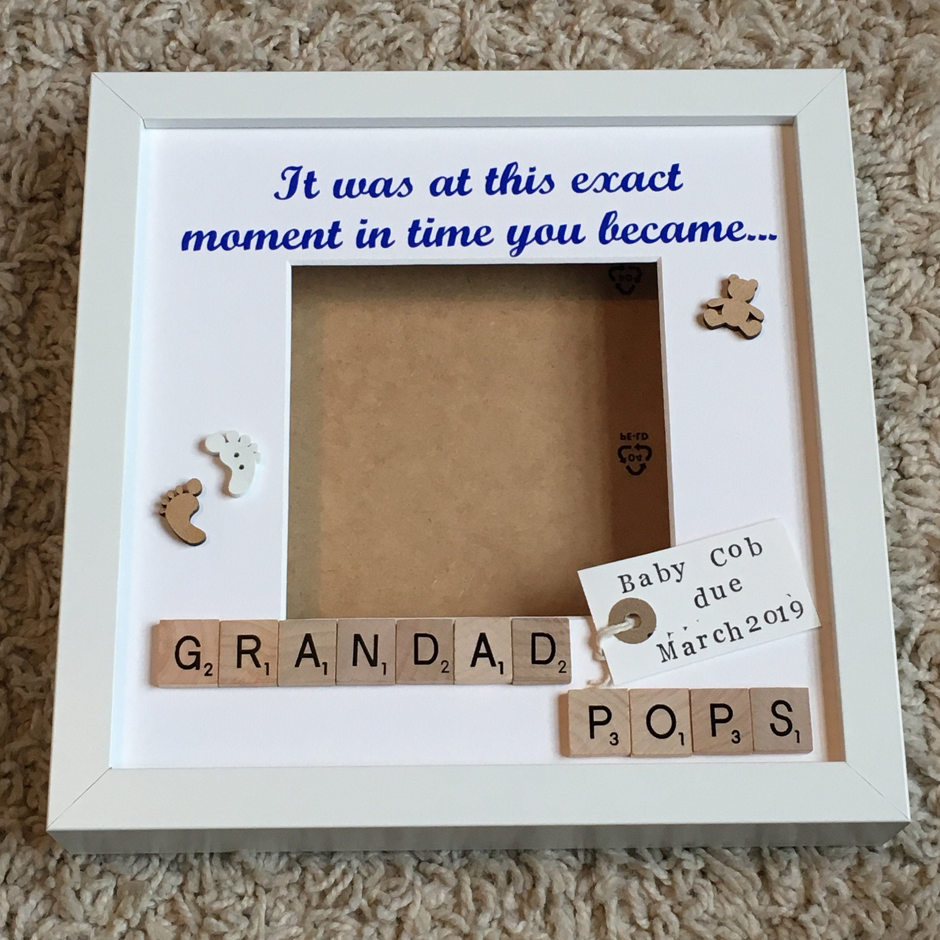 Exact Moment Pregnancy Announcement Personalised Scrabble Frame, New Baby Photo Frame