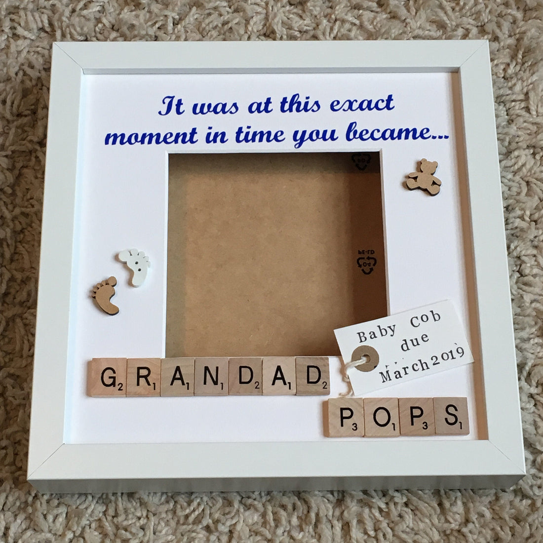 Exact Moment Pregnancy Announcement Personalised Scrabble Frame, New Baby Photo Frame