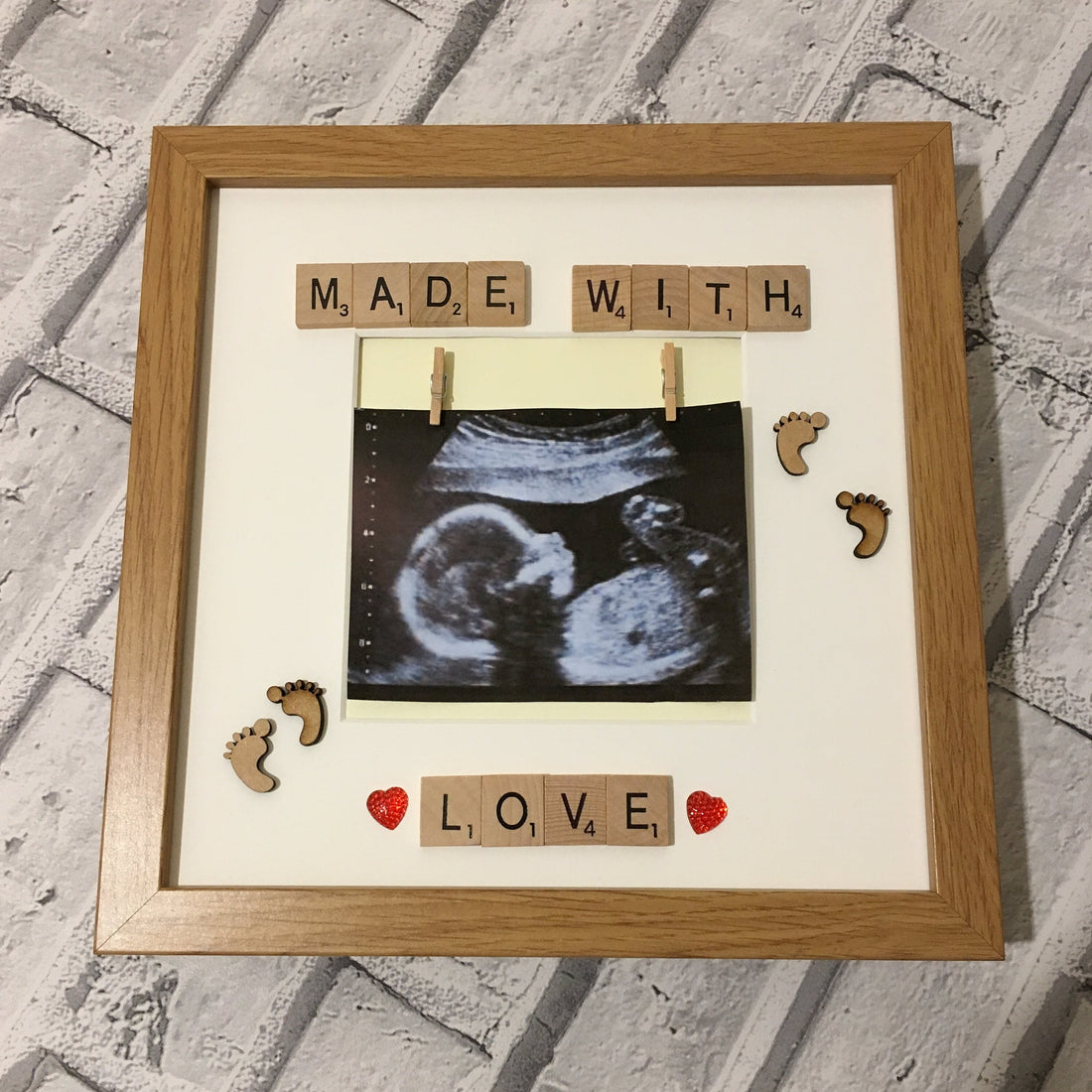 Baby Scan Made With Love Scrabble Art Frame | Baby Shower Gift | Pregnancy Frame