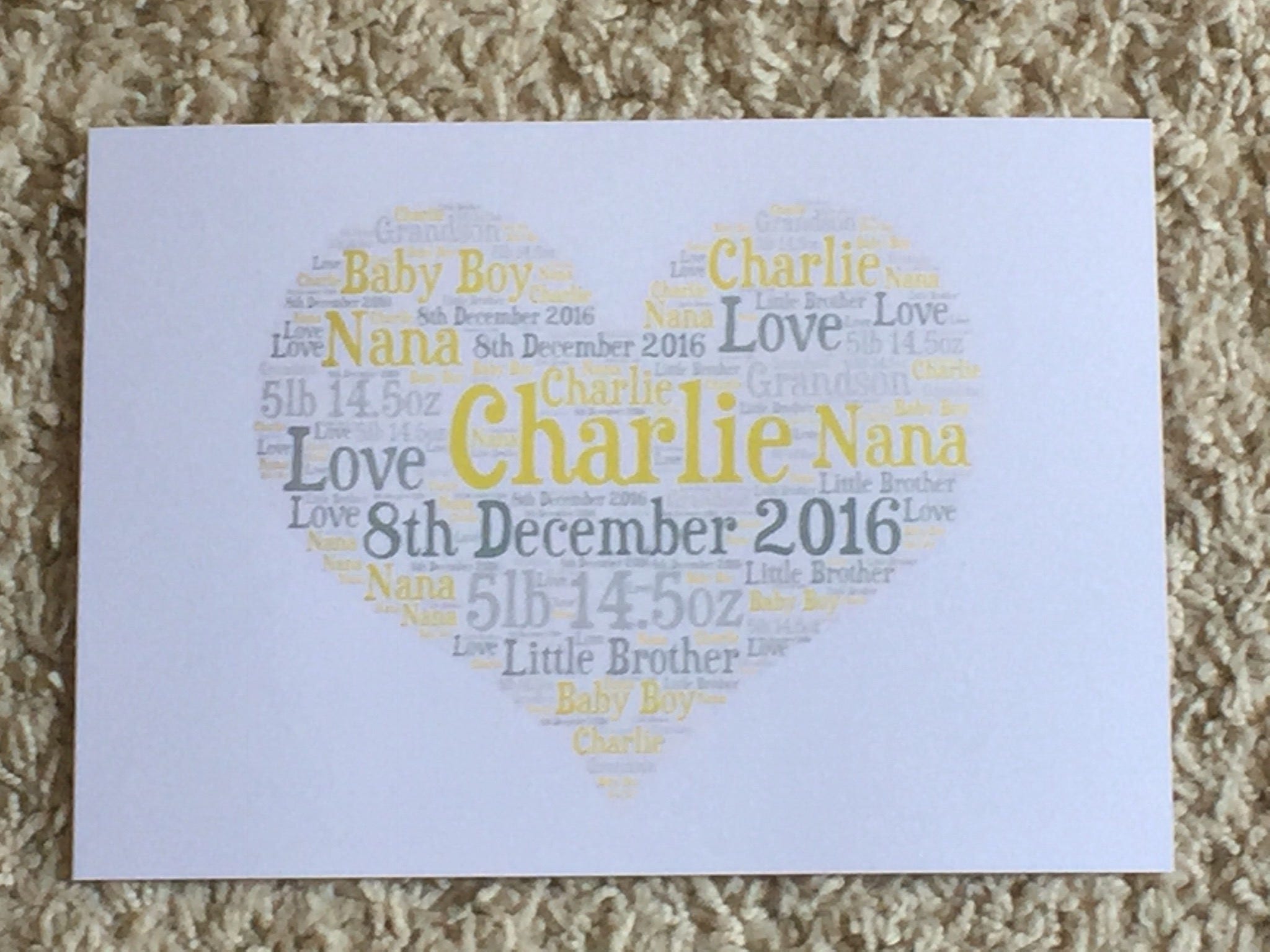 Customised Word Art Card - Your choice of shape, words and colours to create a unique card.