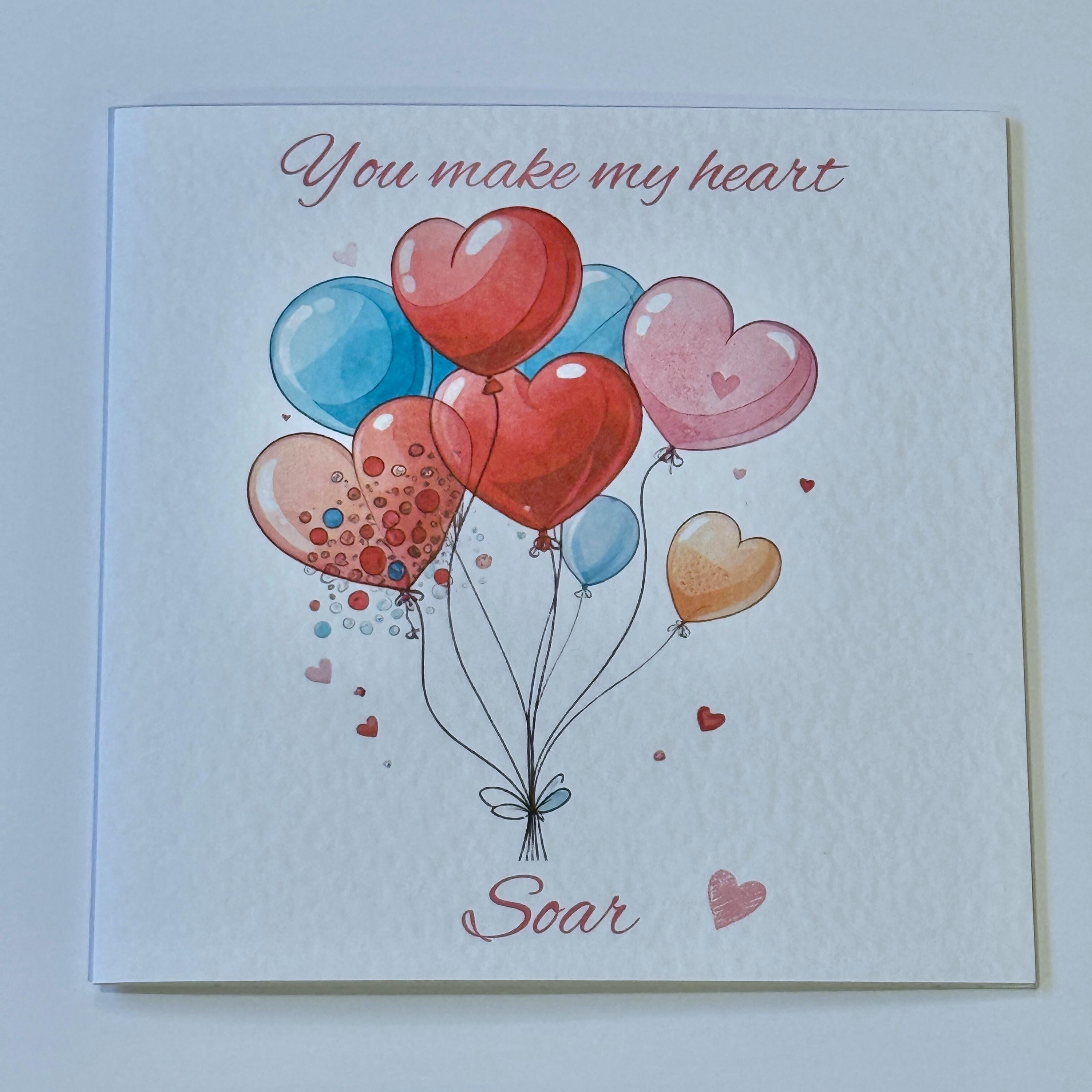 Heart Balloons Valentine's Card | Romantic Anniversary Card