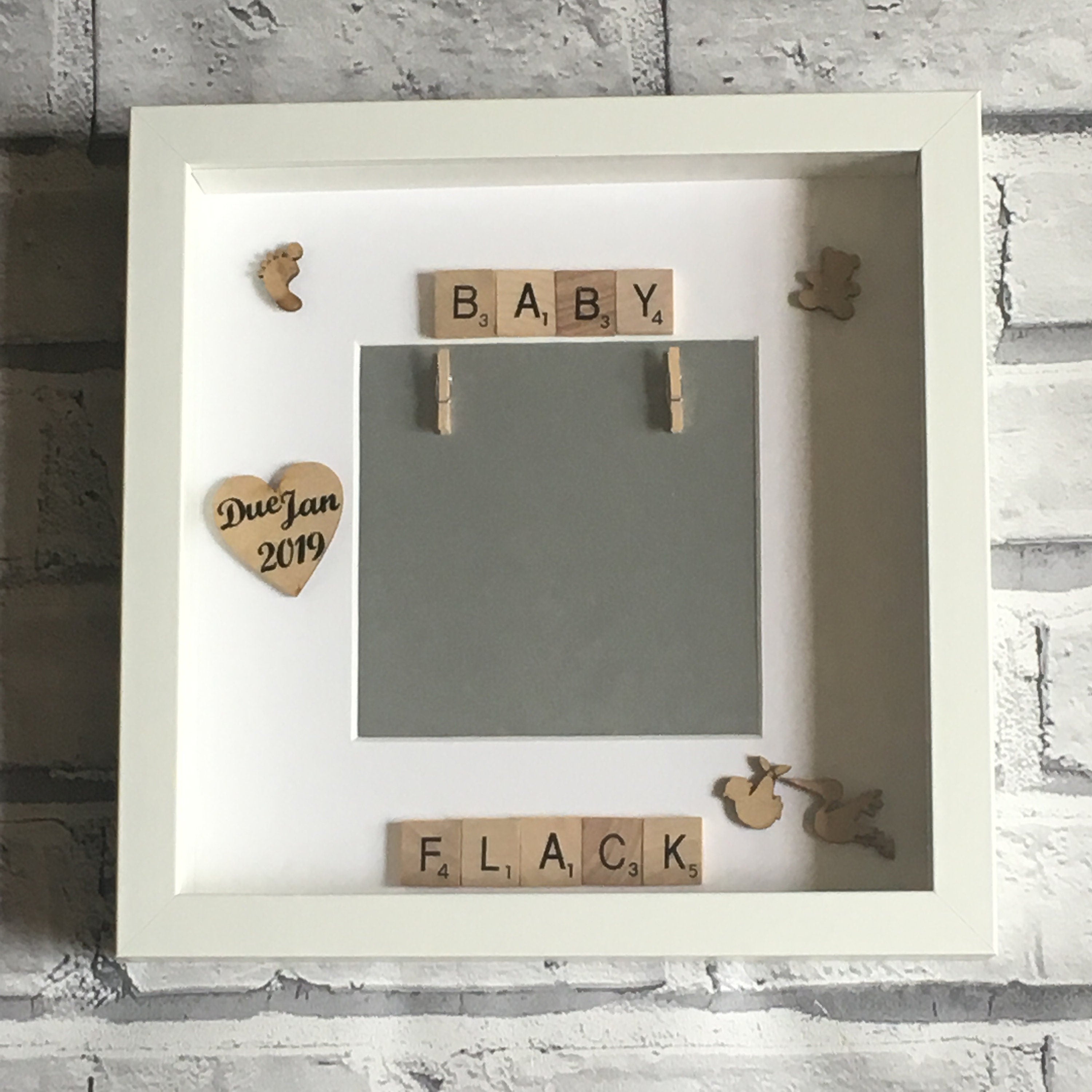 Baby Scan Photo Frame - Personalised with Surname and Due Date - Perfect Memory Keepsake