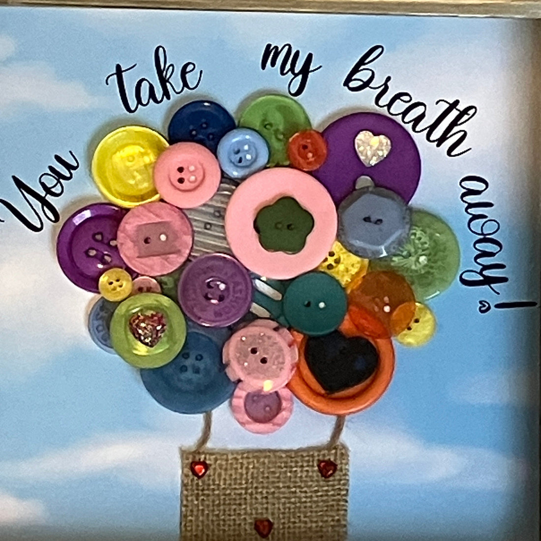 Hot Air Balloon Button Art Framed Picture | 3d art frame | Can be personalised.
