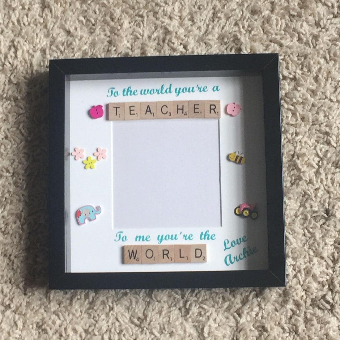 Teacher Letter Tile Personalised Photo Frame - End of year thank you gift.