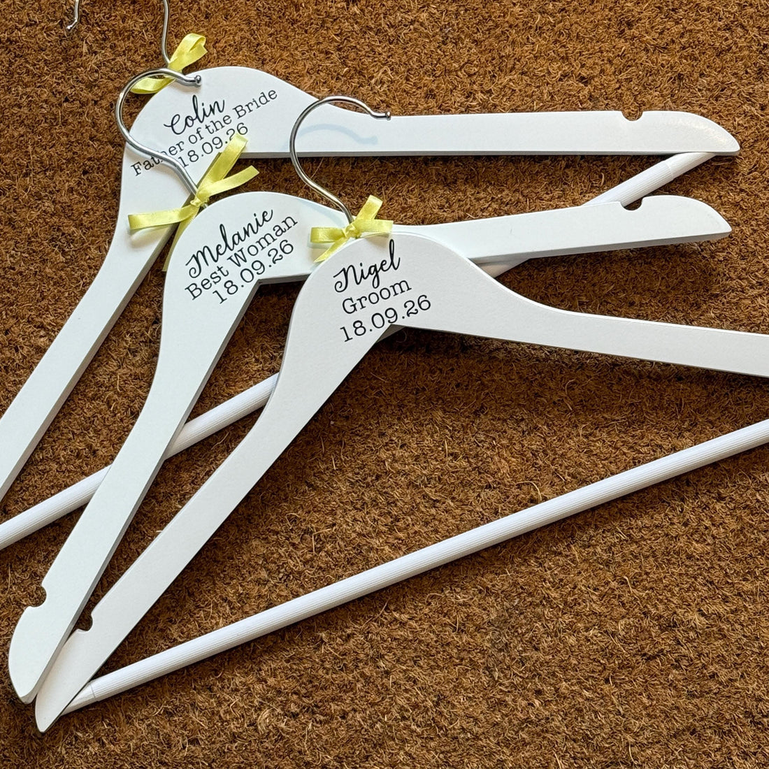 Simple Top Detail Wedding Hanger - Personalised with text and colours