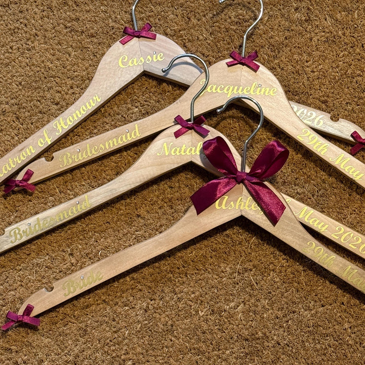 Wedding Hangers set of 4 | Personalised with name, date and role | Perfect Memento