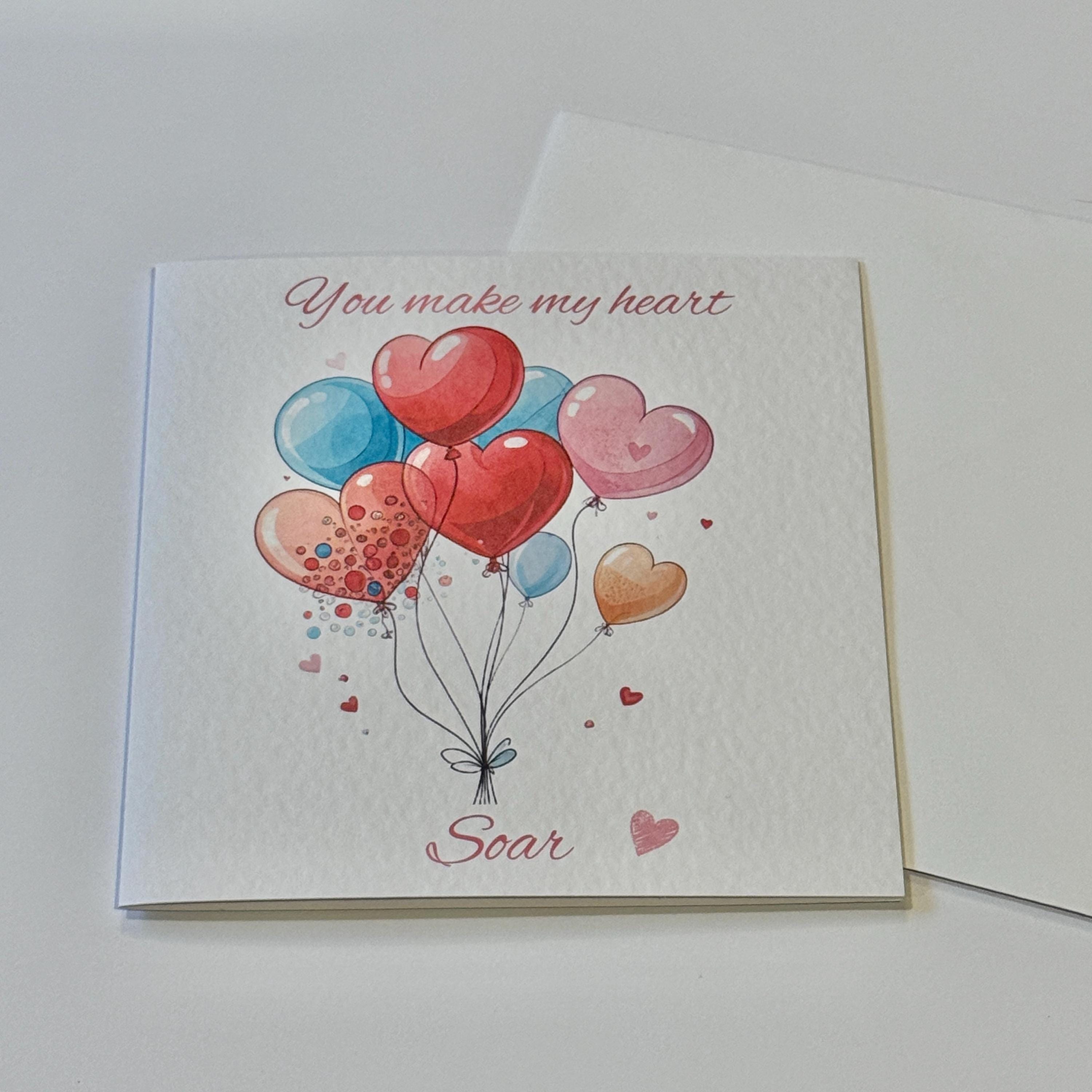 Heart Balloons Valentine's Card | Romantic Anniversary Card