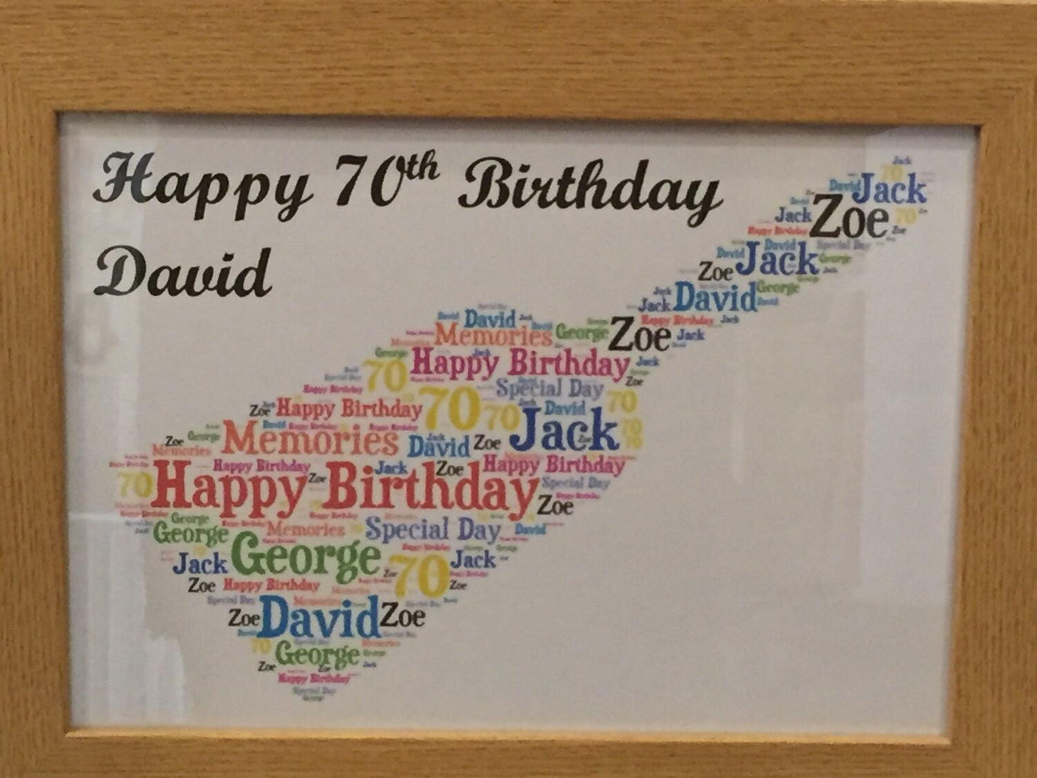 Word Art Typography Shape Framed Print - Personalised with choice of shape, colours and your words.
