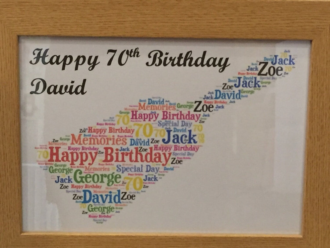 Word Art Typography Shape Framed Print - Personalised with choice of shape, colours and your words.