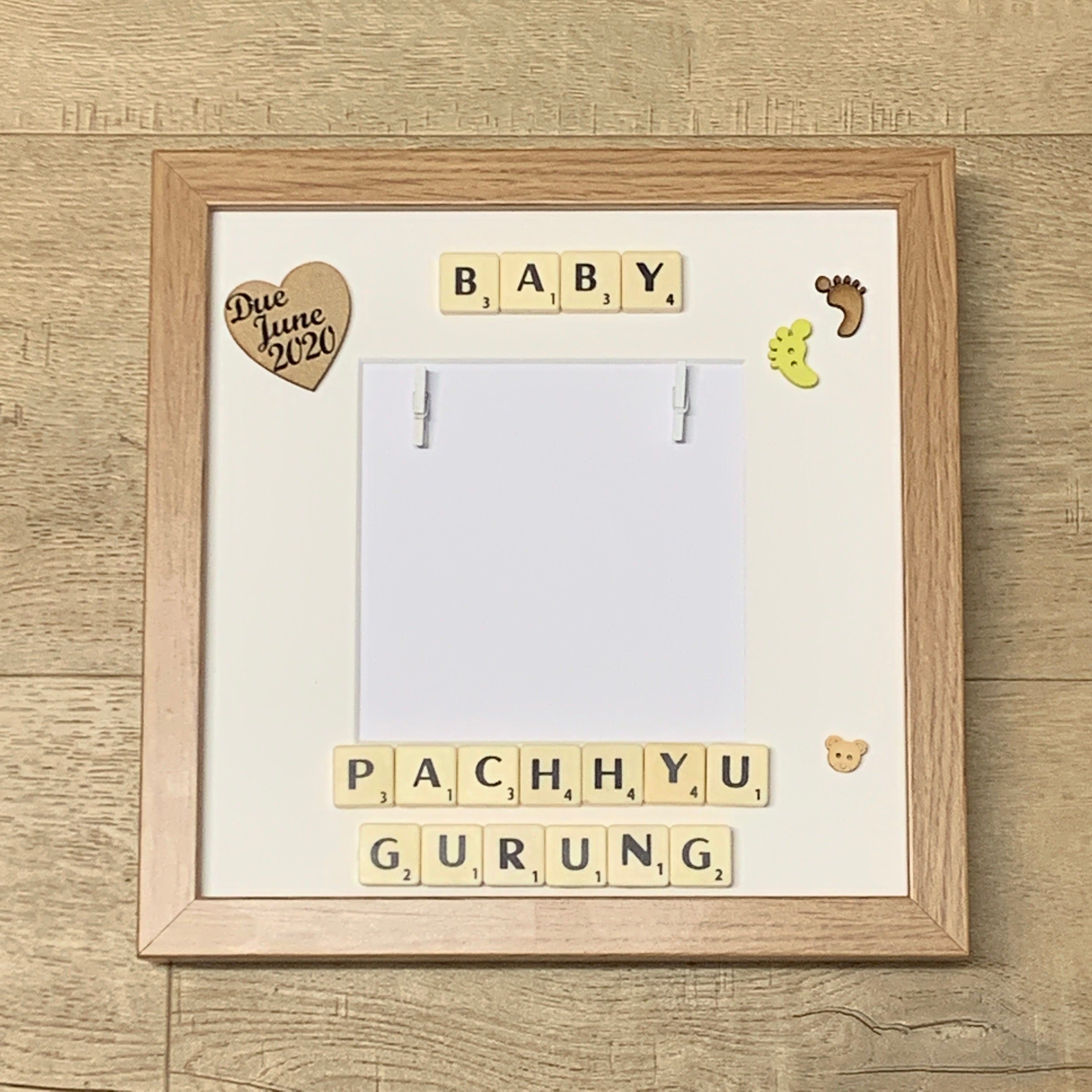 Baby Scan Photo Frame - Personalised with Surname and Due Date - Perfect Memory Keepsake