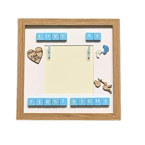 Love at First Sight Baby Scan Frame, Scrabble Art, Personalised Baby Gift