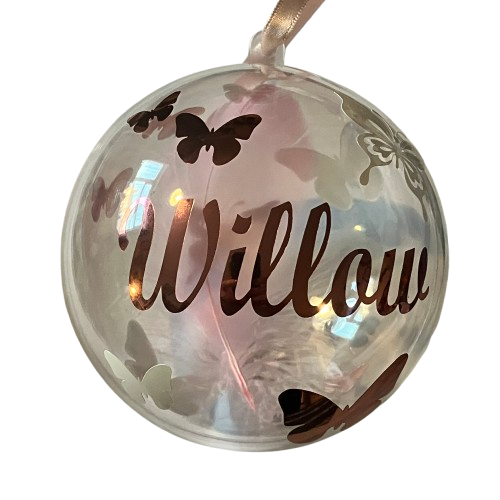 Butterfly Memorial Feather Bauble | Large Personalised Christmas Ornament & Keepsake Gift